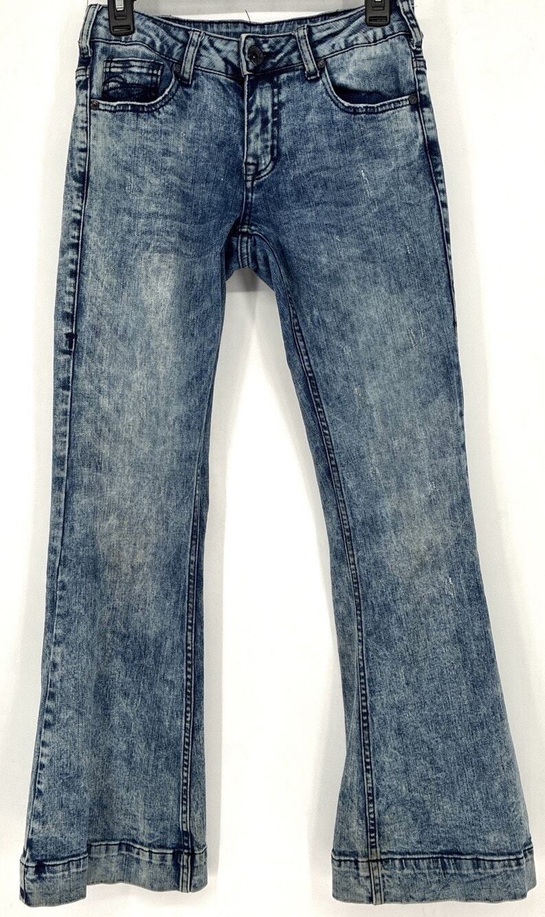 Cowgirl Tuff Co Blue AJHIGHT 26/31 Whiskering Mid rise Flare Western Y2K Trouser
